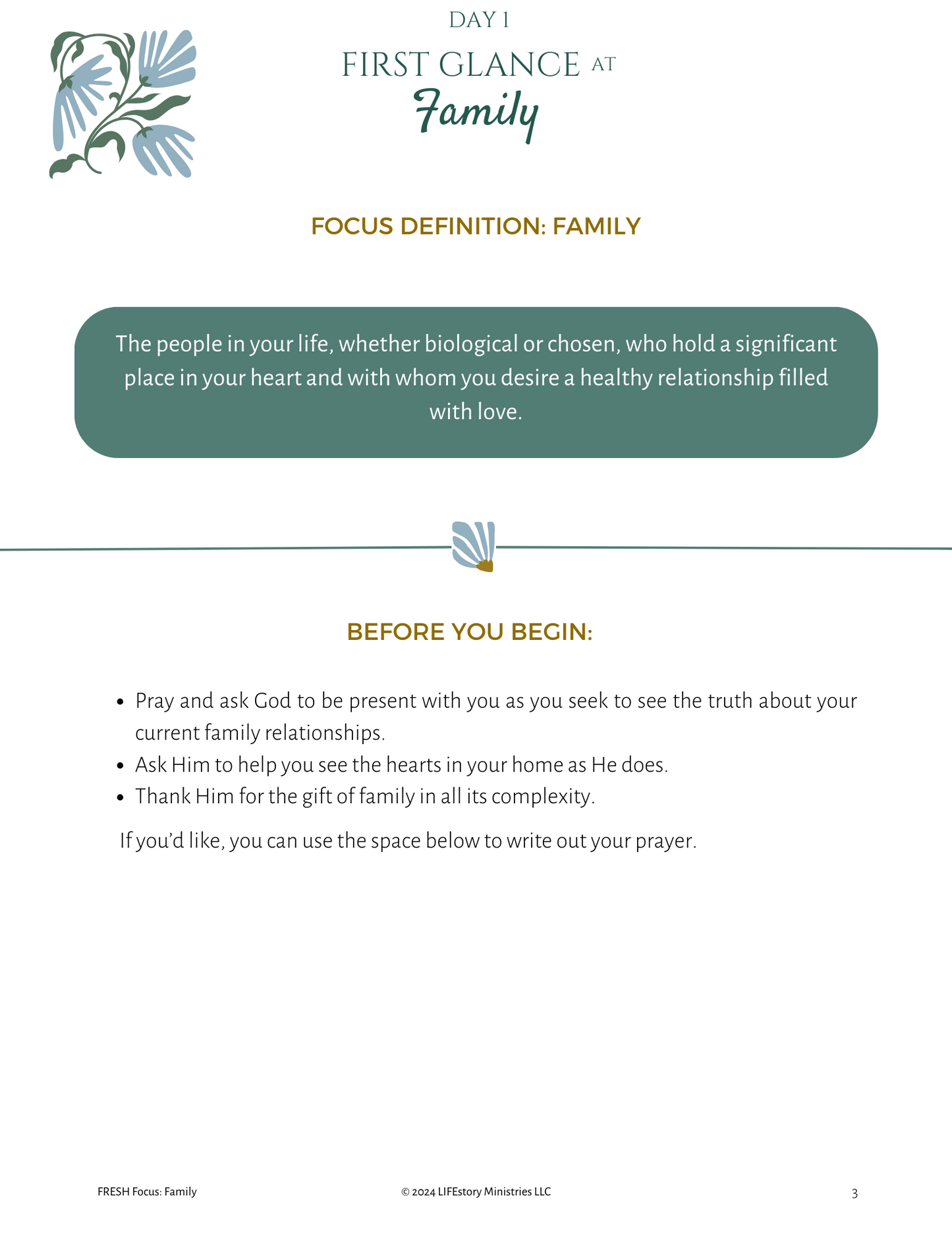 Fresh Focus - Family - 5-Day Workbook (2 of 3)