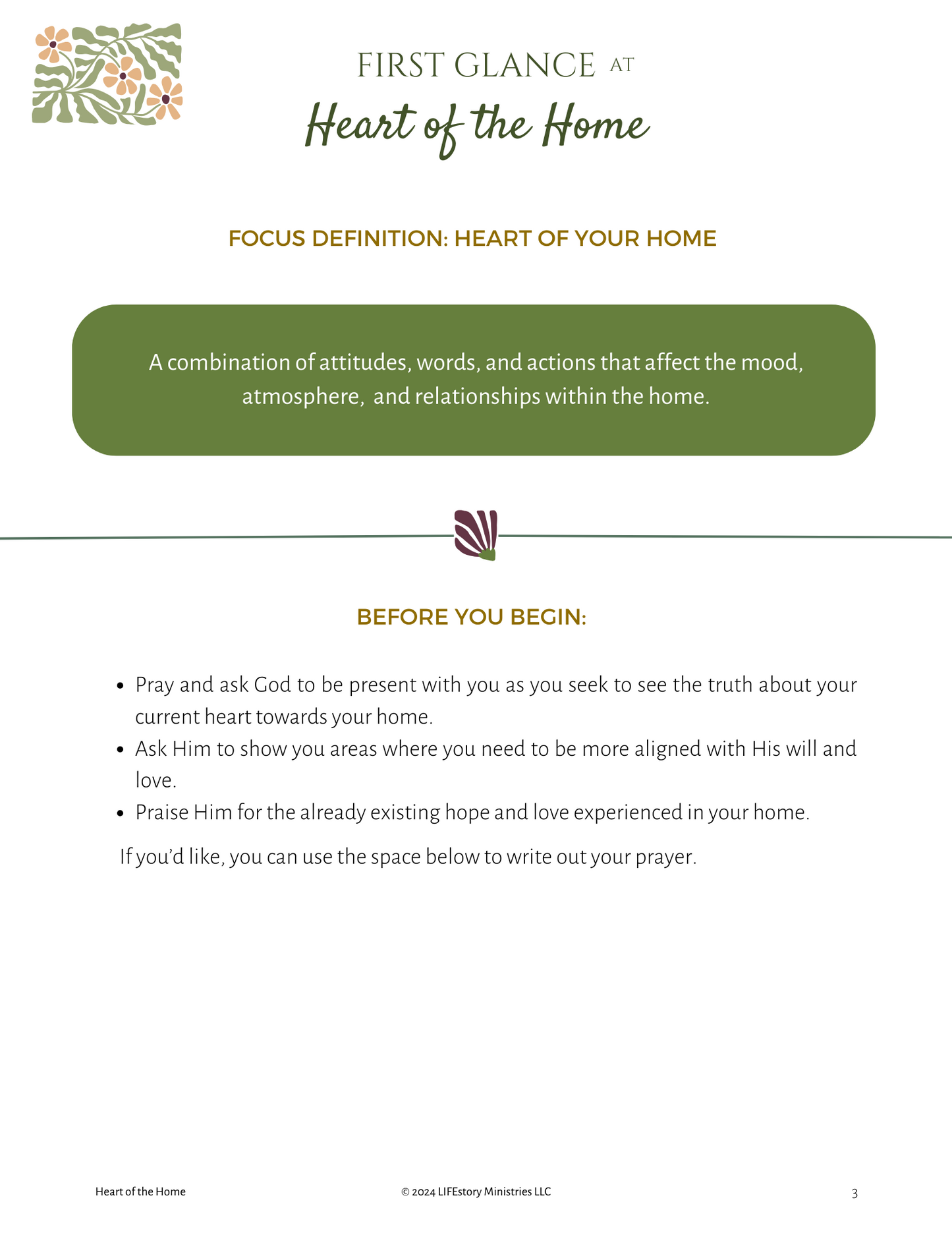 Fresh Focus - Heart of the Home - 5-Day Workbook (1 of 3)